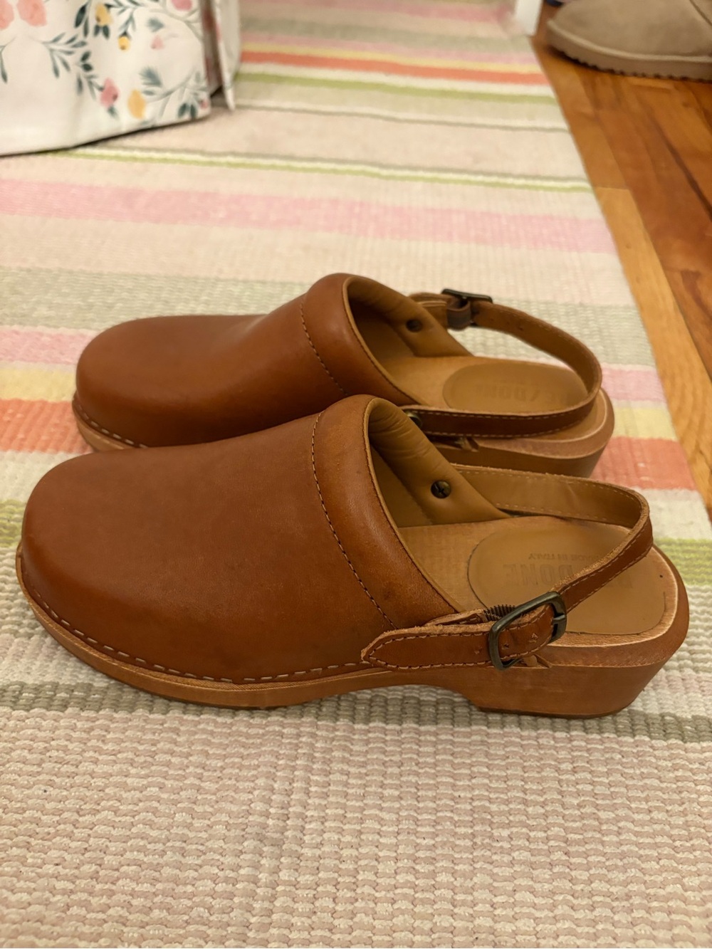 Re/Done Brown Leather Slingback Clogs